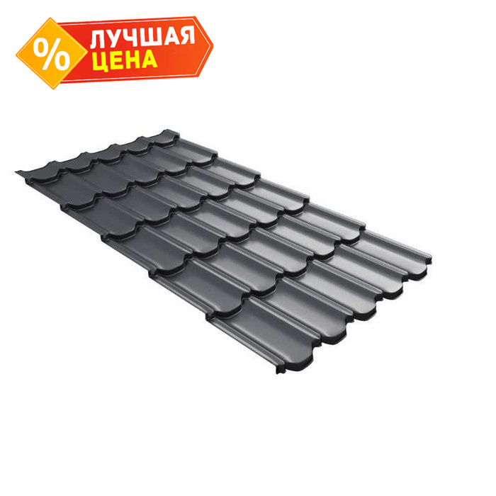 Металлочерепица Grand Line Kvinta plus (Квинта Плюс) 0,5 GreenСoat Pural BT RR 23 Мокрый асфальт
