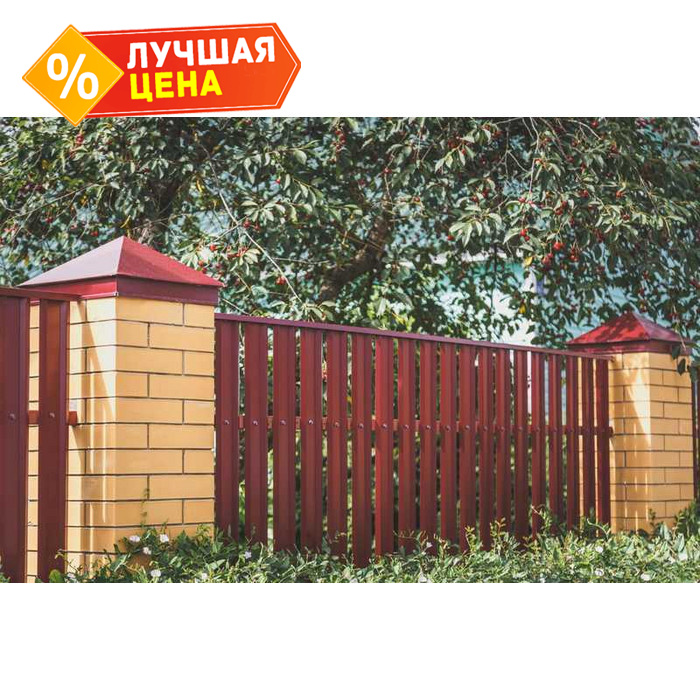 Штакетник М-образный А Grand Line 0,4 Полиэстер RAL3005 Красное Вино