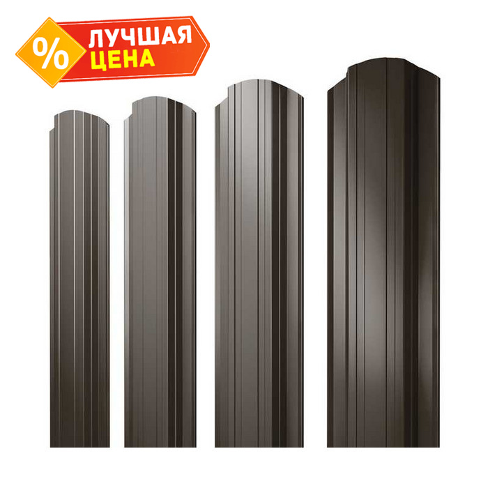 Штакетник Прямоугольный фигурный Grand Line 0,5 Drap RR 32 Темно-Коричневый