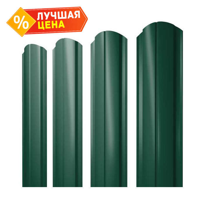 Штакетник Полукруглый Slim фигурный Grand Line 0,4 Полиэстер - double RAL6005 Зеленый Мох